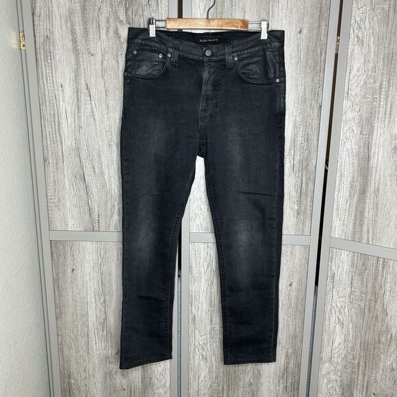 Nudie Jeans Size 33 x 34 (29) Lean Dean Black Color Slim Fit Organic Cotton - Picture 1 of 12